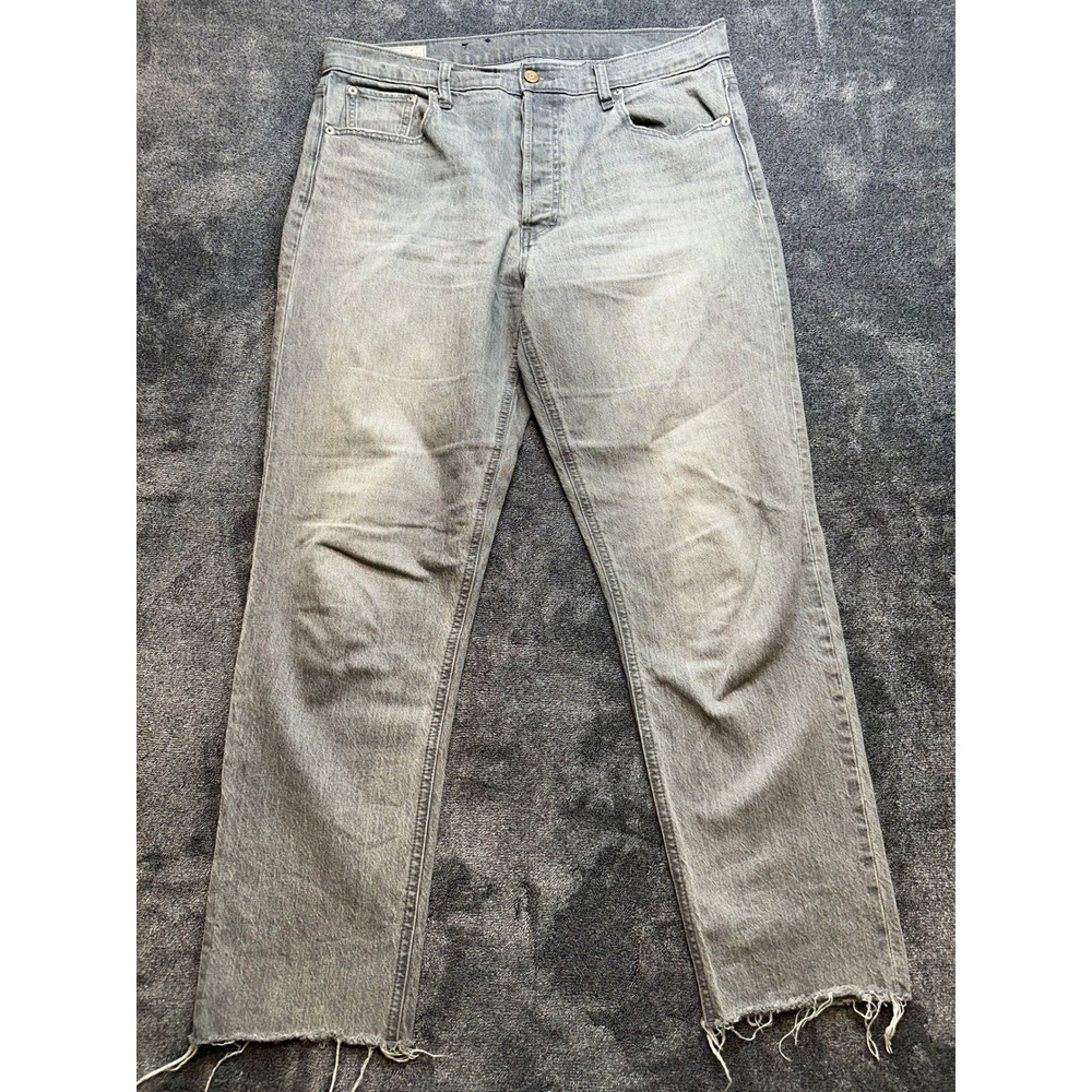Gap Cheeky Straight High Rise Gray Jeans Raw Hem 32 Size 14 Button Fly - 237